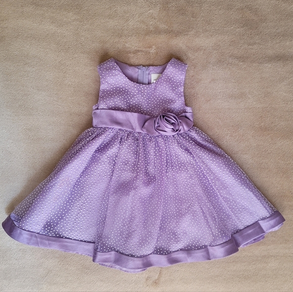 Rare Editions White Polka Dot Purple Sheer Dress Size 2T - Picture 2 of 6